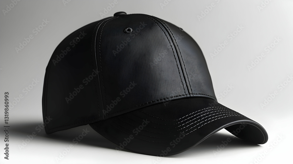 Isolated Black Baseball Cap with Glossy Surface Detail in a Studio Setting Minimalist Background Isolated Black Baseball Cap with Glossy Surface Detail in a Studio Setting Minimalist Background
