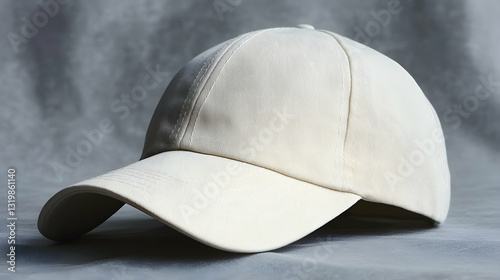 Off White Stippled Baseball Cap Under Soft Lighting Displayed on Textured Gray Surface Minimalist Design For Fashion Accessories with Speckled Pattern