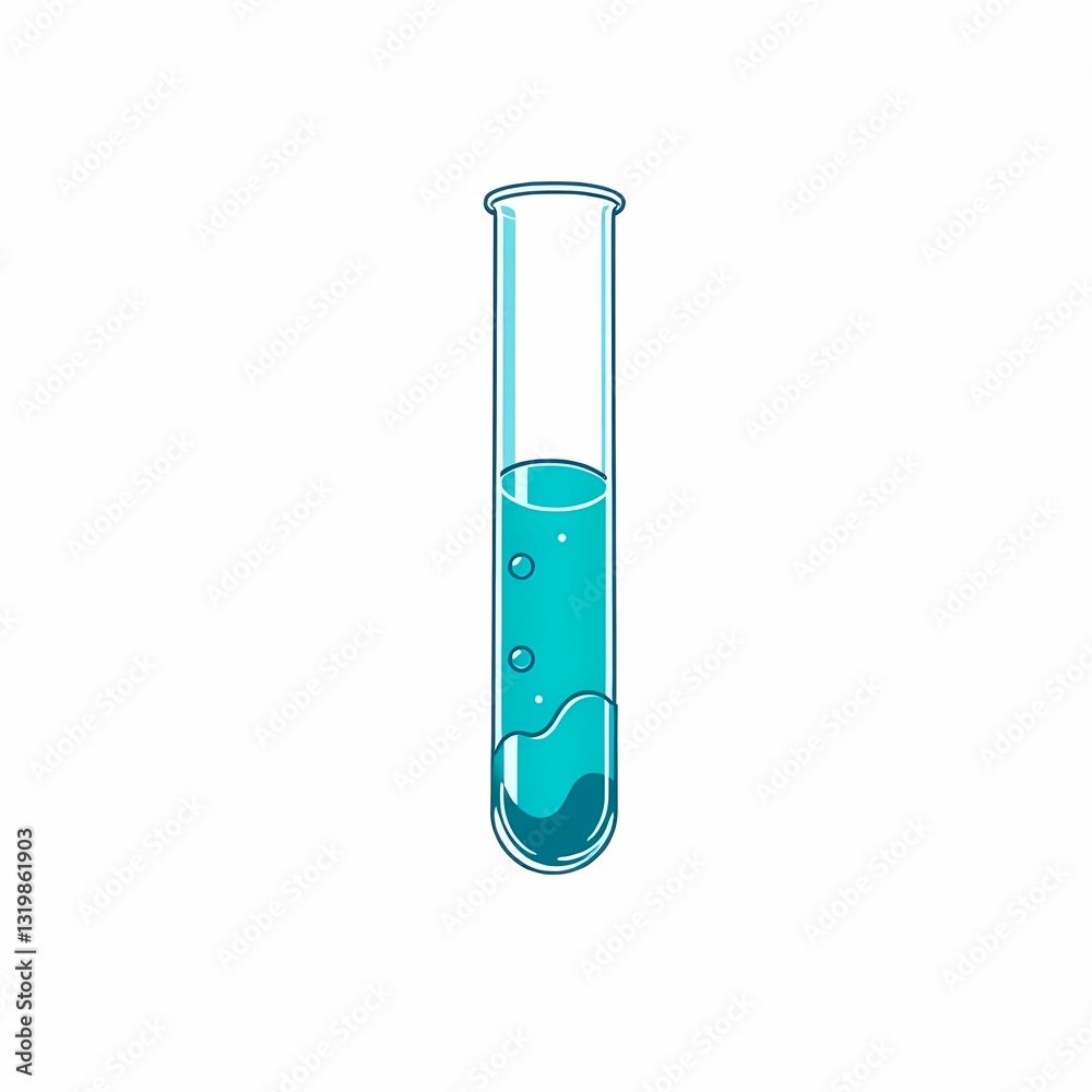 Test Tube with Solution: A transparent test tube holding a vibrant blue liquid with visible bubbles, signifying scientific experimentation and the pursuit of discovery.