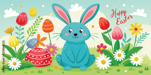 Happy easter Day, Banner, Flyer, Affiche, Pub, Holidays, background flowers 
