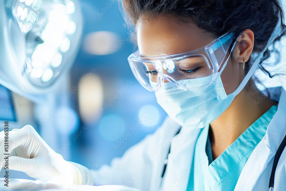 Focused Medical Researcher in Lab: Healthcare Science and Discovery