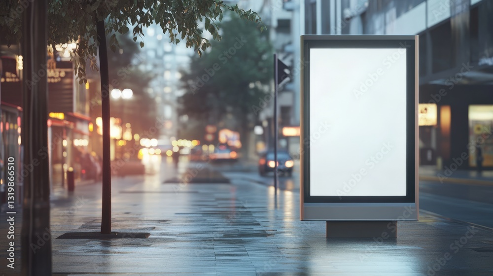 Urban Sidewalk Billboard Blanc Mock-up Urban Sidewalk Billboard Blanc Mock-up