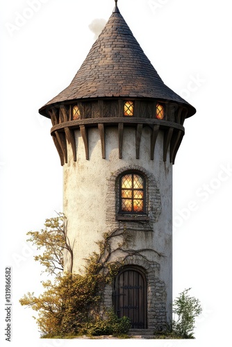 Alchemist tower stands tall, surrounded by greenery at dusk