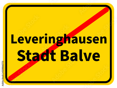 Illustration eines Ortsausgangsschildes von Leveringhausen, einem Ortsteil der Stadt Balve im Sauerland