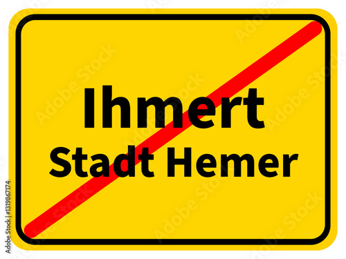 Illustration eines Stadtausgangsschildes von Ihmert, einem Stadtteil von Hemer im Sauerland