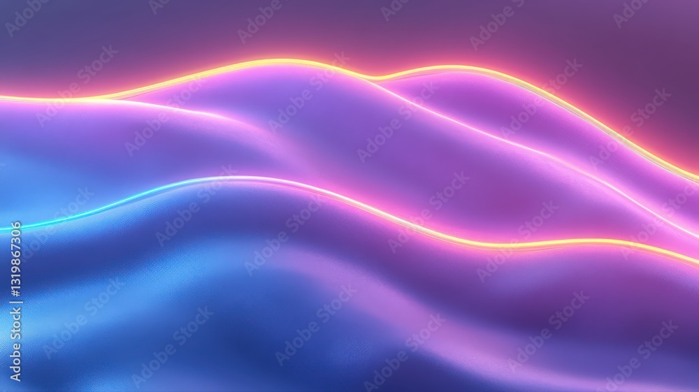 Obraz premium Abstract Wavy Texture with Glowing Neon Pink and Orange Accents