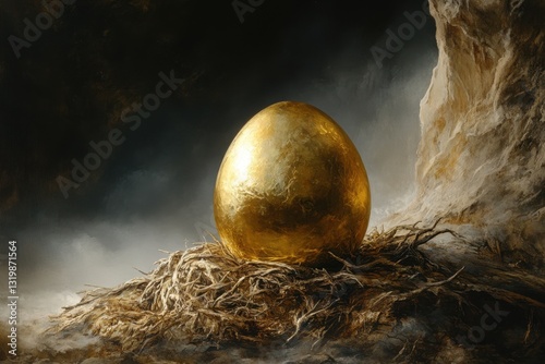 Closeup Image Of Golden Egg. 
