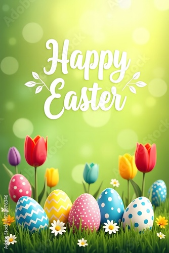 Happy easter greeting card with eggs