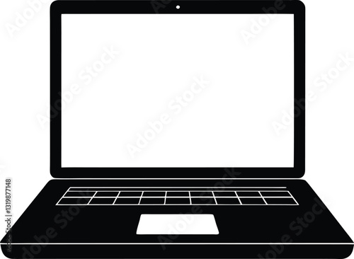 Silhouette of a laptop, laptop computer or notebook computer flat icon for apps and websites 