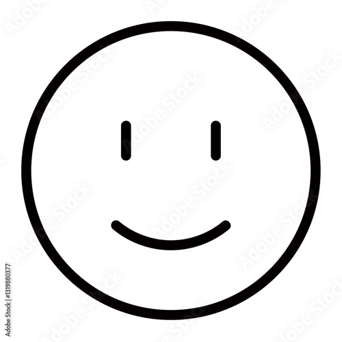 A Simple Happy Face Radiating Pure Joy And Contentment, A Minimalist Line Art Design With Bold Black Lines On A White Background