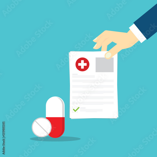 Medical prescription form with pill and capsule	