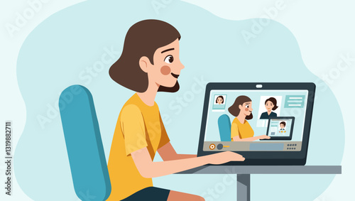 Female Student Using Online Education App with Virtual Tutor