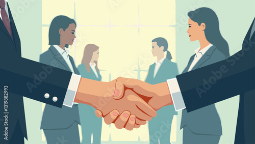 Global Business Partnership Concept with Businesswomen Handshake
