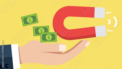 Hands Grasping for Flying Dollar Bills Representing Financial Opportunity and Success