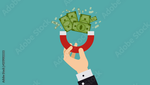 Hands Grasping for Flying Dollar Bills Representing Financial Opportunity and Success
