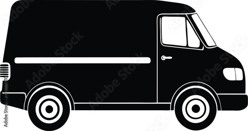 Silhouette of a delivery van,  silhouette delivery van icon 