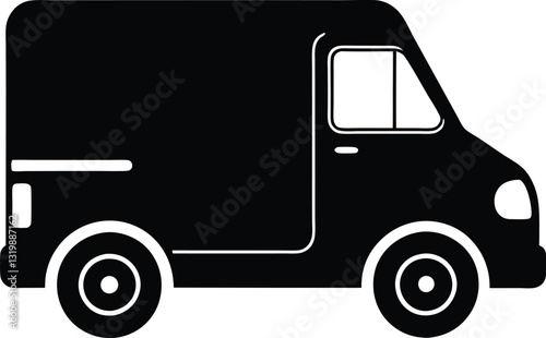 Silhouette of a delivery van,  silhouette delivery van icon 