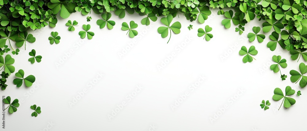 St. Patrick's Day Clover Border White Background with Shamrocks St. Patrick's Day Clover Border White Background with Shamrocks