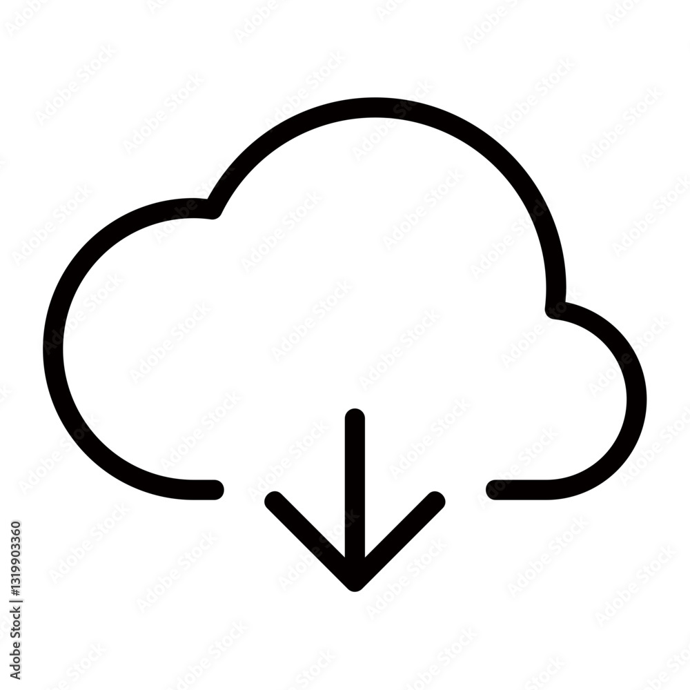 Seamless Cloud Download Effortless Data Transfer, Simple Line Art Design Conveying Speed And Efficiency Seamless Cloud Download Effortless Data Transfer, Simple Line Art Design Conveying Speed And Efficiency