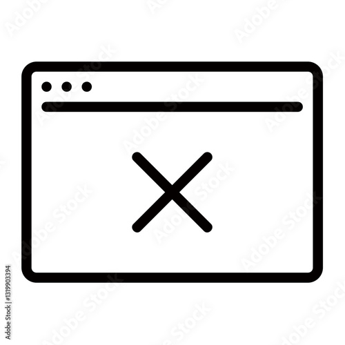 A Simple Yet Impactful Close-up Illustration Of A Website Error, Depicted By A Bold Red X Inside A Clean Browser Window, Conveying Frustration And Technical Difficulty