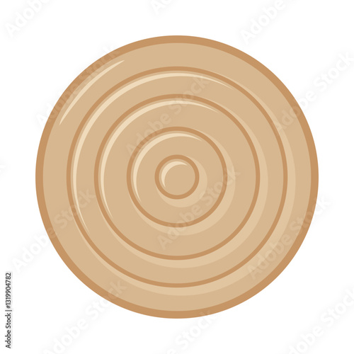 Wooden draughts or checkers game piece in realistic top view vector style