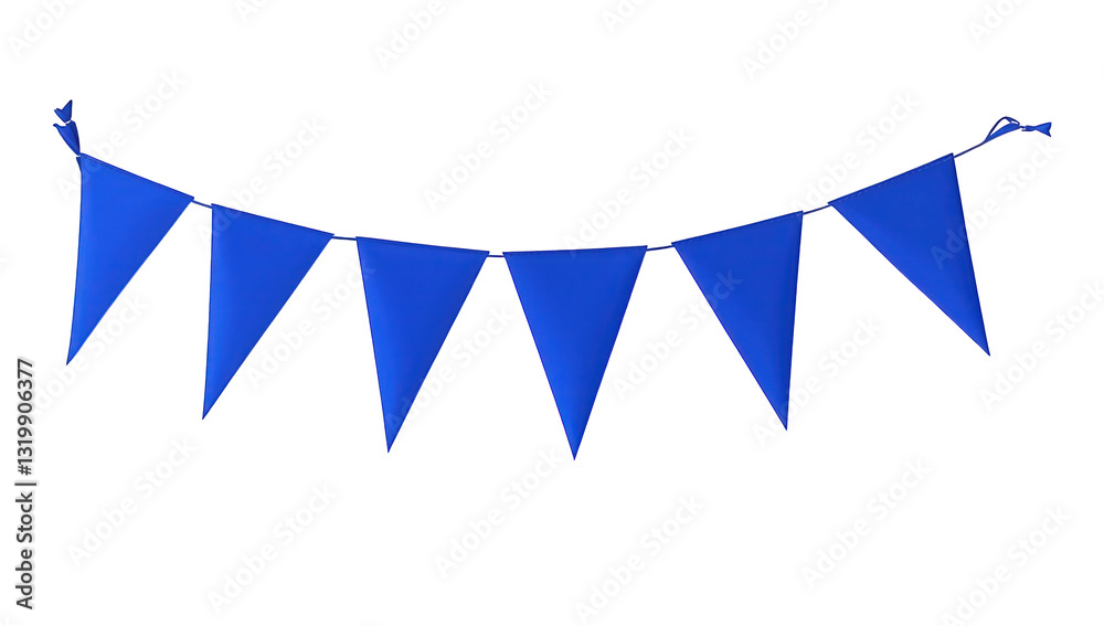 Obraz premium a string of blue triangular flags arranged in a festive manner ideal for decoration at celebrations or events