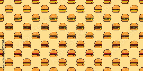Cute burger seamless pattern background, burger pattern wallpaper, burger vector
