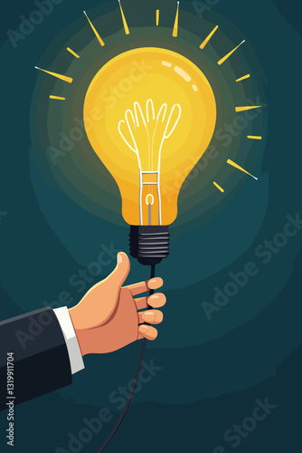 Creative problem solving symbolized by hand cutting wire to illuminate lightbulb idea