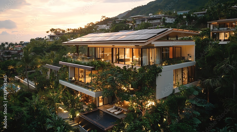 Fototapeta premium Luxury Hillside Residence Tropical Modern Architecture