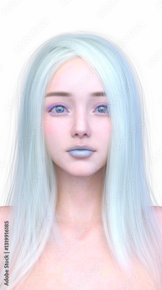 女性の顔アップ 3DCGレンダリング 女性の顔アップ 3DCGレンダリング