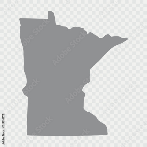 Minnesota Map Black, State Border, United States, US America, Transparent Isolated, Variations. High detailed vector map - Minnesota. Vector icon