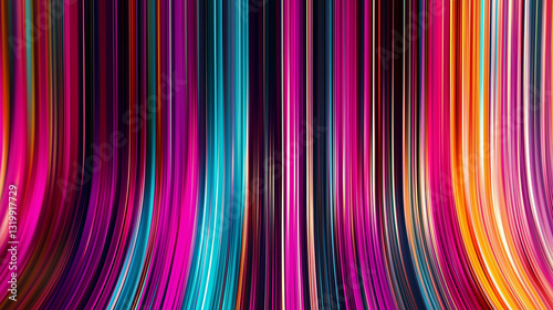 Vertical multi-colored lines running on the floor up the wall
