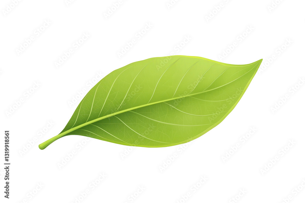 Obraz premium Realistic green leaf with detailed veins and natural texture on Transparent Background