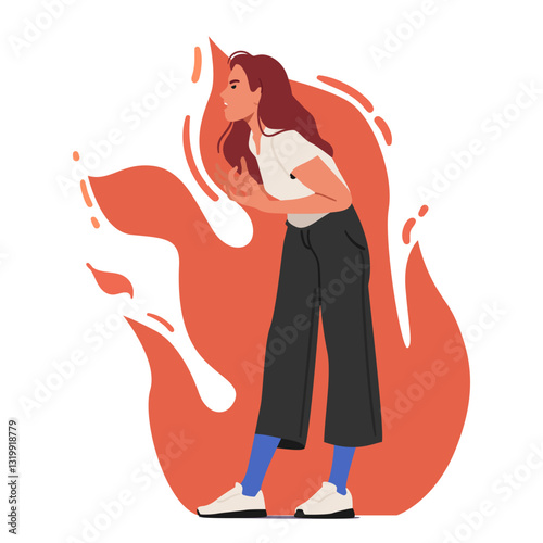 Young woman in flame shouting with anger arguing and blaming feeling stressful and furious