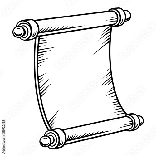 an old scroll with blank space on it for message. It is a vector graphic of a rolled-up paper, and it evokes a sense of history, vector illustration