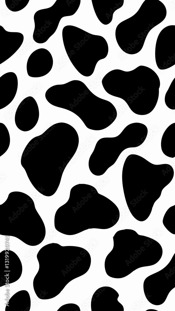a unique cow pattern featuring black irregular spots against a simple background, vector illustration
