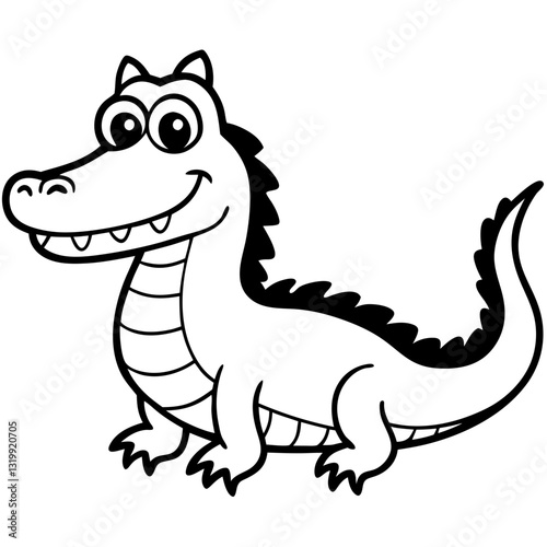 a friendly cartoon crocodile vector illustration with a big smile on its face