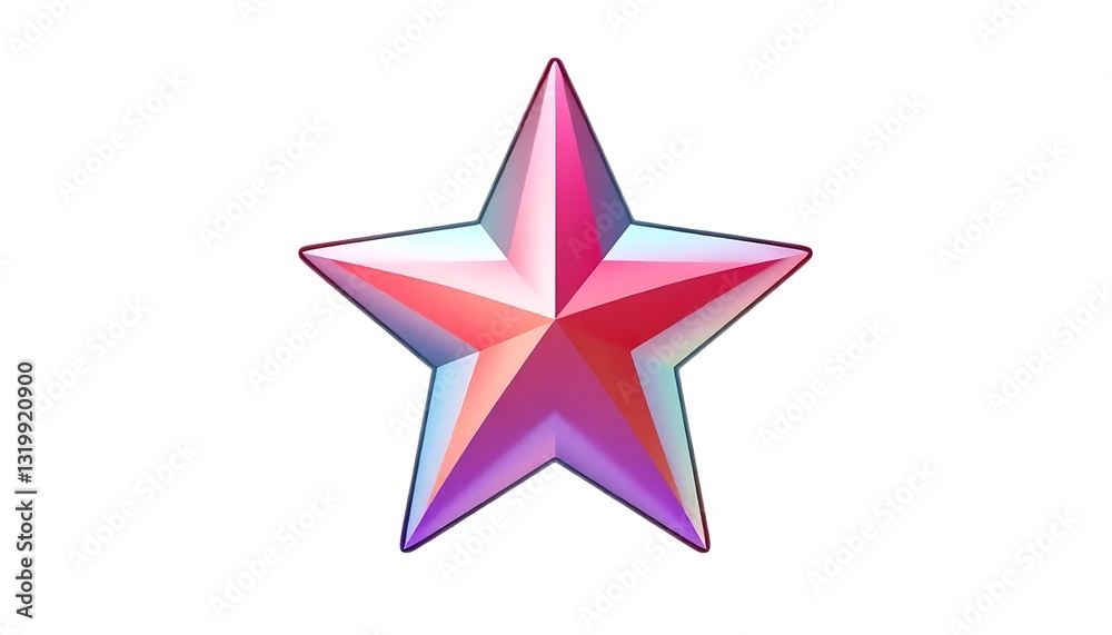 Obraz premium Chrome Star Shape Retro Gradient Colors 3D Rendering
