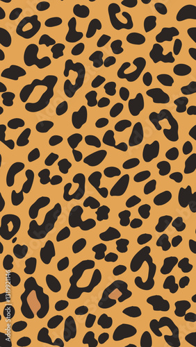 leopard print pattern background with an orange base and black spots. This seamless design is perfect for textiles, wallpapers, and graphic design projects. vector illustration