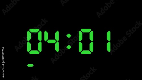 Digital Countdown Timer Animation Green Screen 0 to 10 Seconds 4K Video