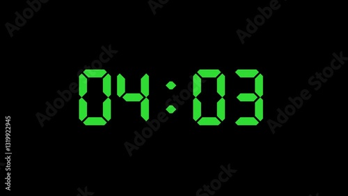 Digital Countdown Timer Animation Green Screen 0 to 30 Seconds 4K Video