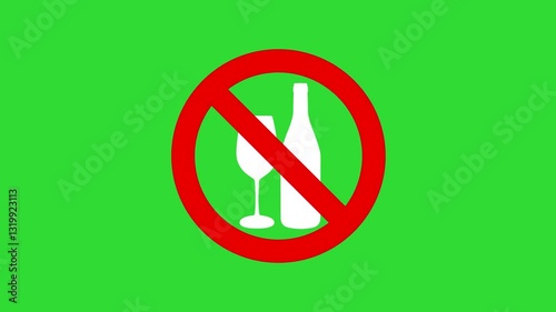 No Alcohol Sign Animation Green Screen Warning Symbol 4K Video