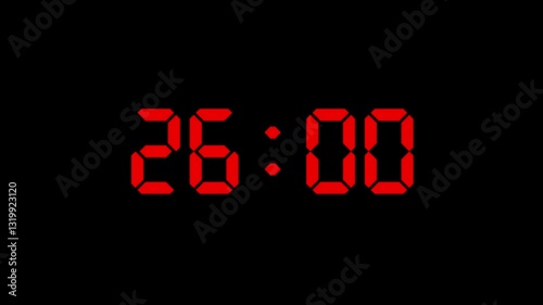 Digital Countdown Timer Animation Green Screen 30 to 0 Seconds 4K Video