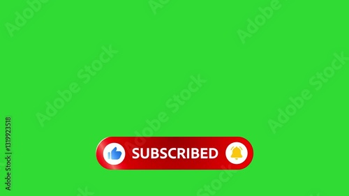 Subscribe Button Animation Green Screen YouTube Like and Bell Icon 4K Video