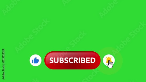 Subscribe Button Animation Green Screen YouTube Like and Bell Icon 4K Video