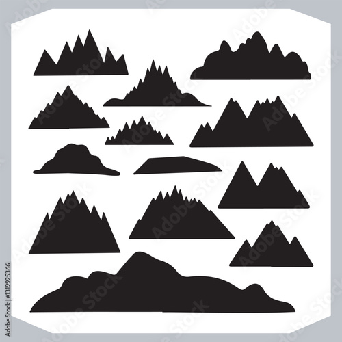 Obraz na płótnie Black and White Mountain Icons Stunning Hand Drawn Art Collection w salonie