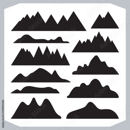 Obraz na płótnie Black and White Mountain Icons Stunning Hand Drawn Art Collection w salonie