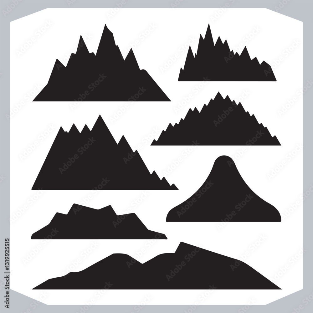Ultimate Hand Drawn Mountain Silhouette Set for Digital and Print Media