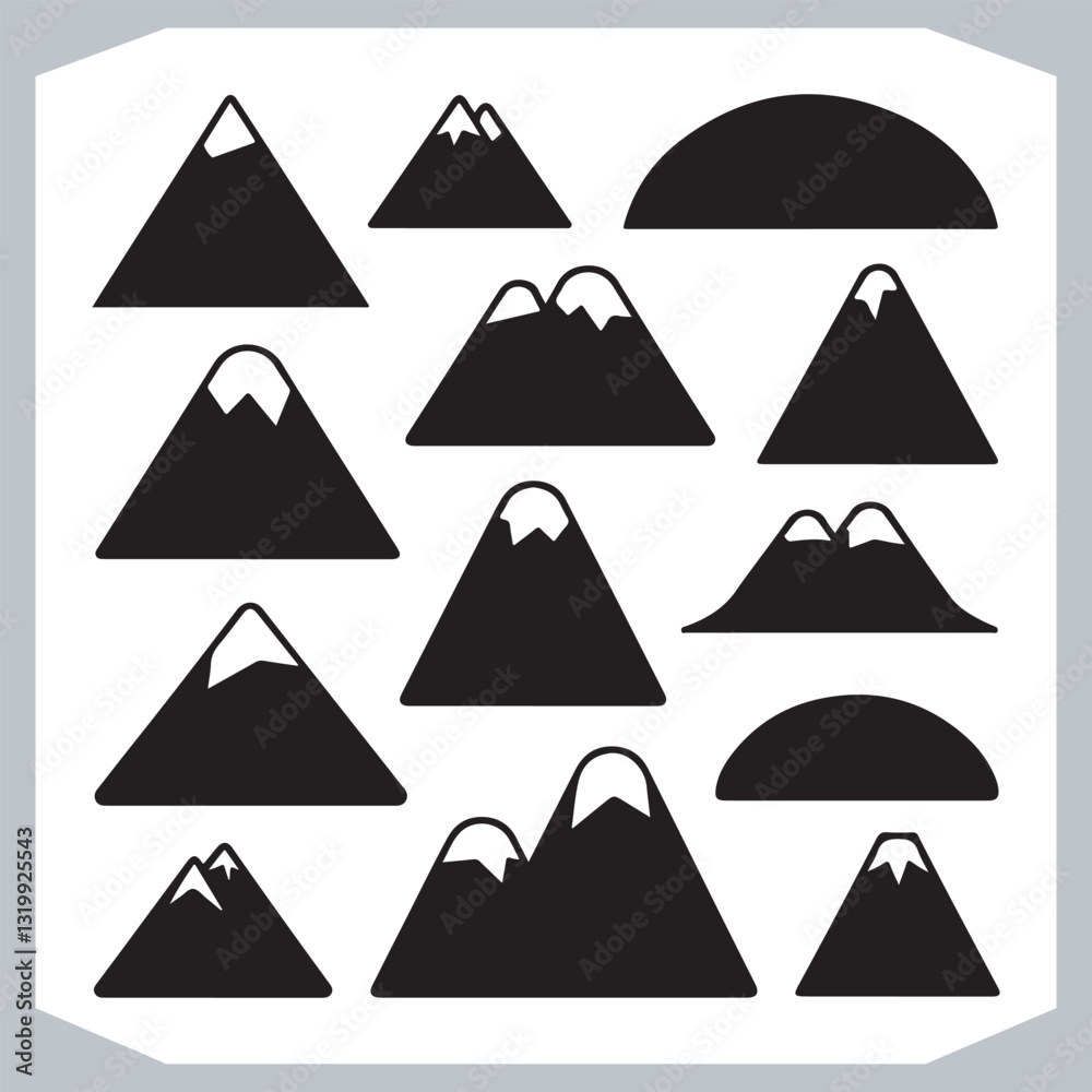 Ultimate Hand Drawn Mountain Silhouette Set for Digital and Print Media