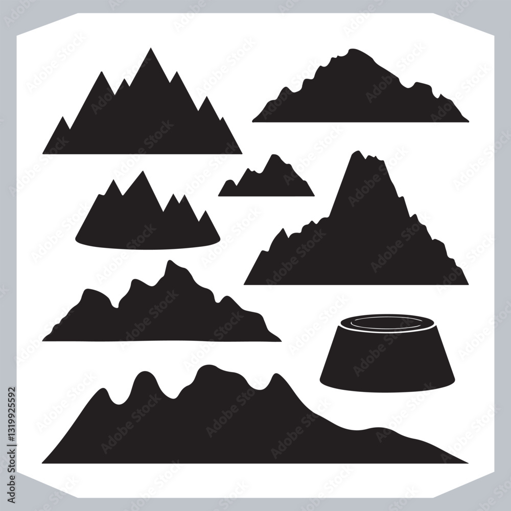 Ultimate Hand Drawn Mountain Silhouette Set for Digital and Print Media